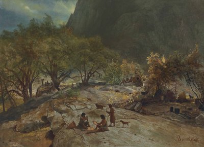 Mariposa Indian Encampment, Yosemite Valley, California by Albert Bierstadt